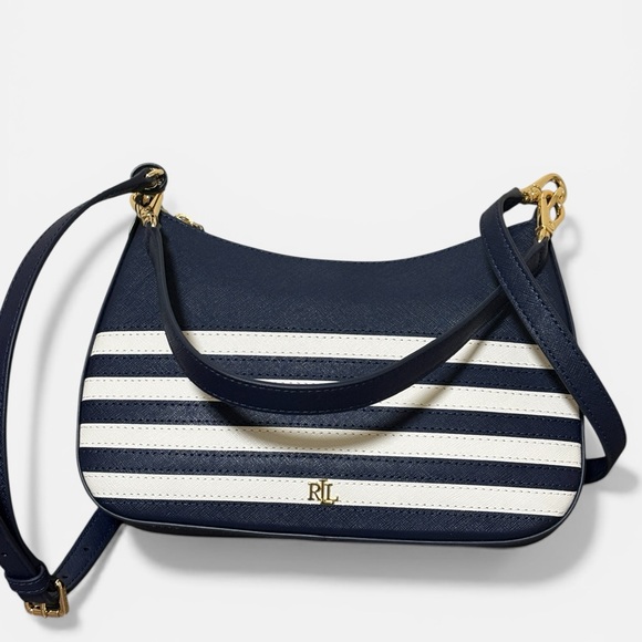 Lauren Ralph Lauren Blue and Cream Shoulder Bag - Picture 2 of 8